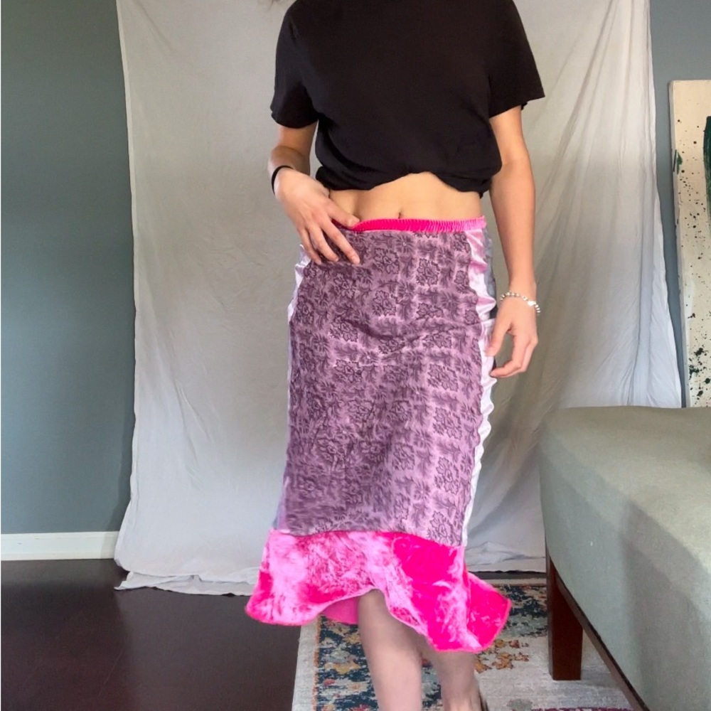 Pinko Black and Pink Midi Skirt